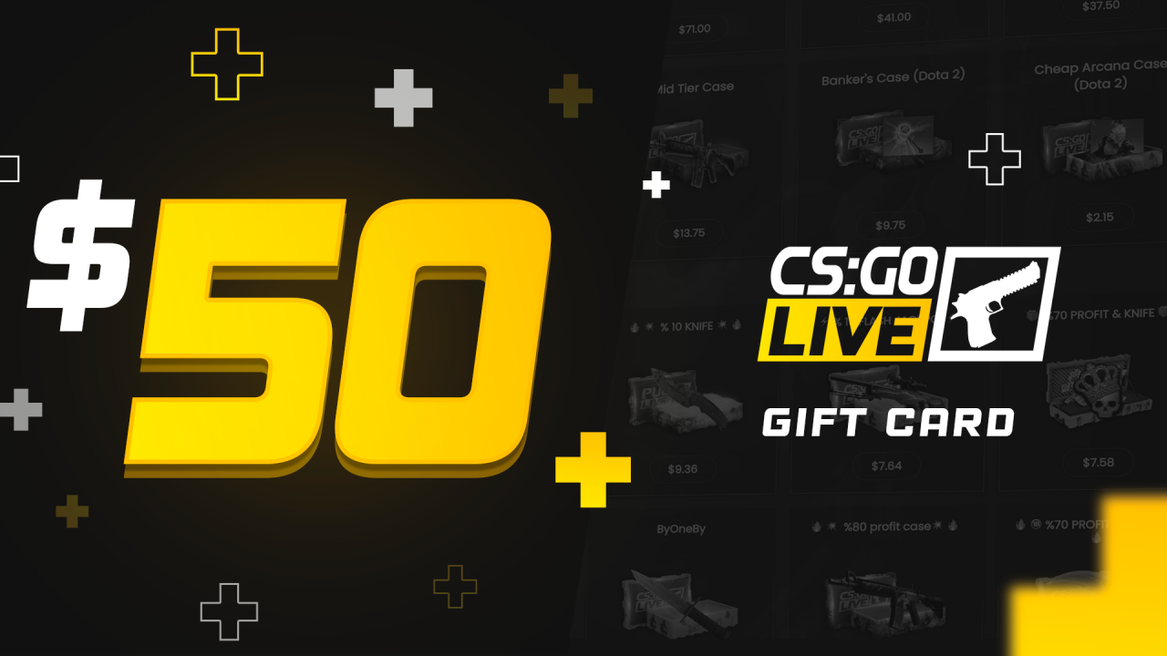 CSGOLive 50 USD Gift Card (58.58$)