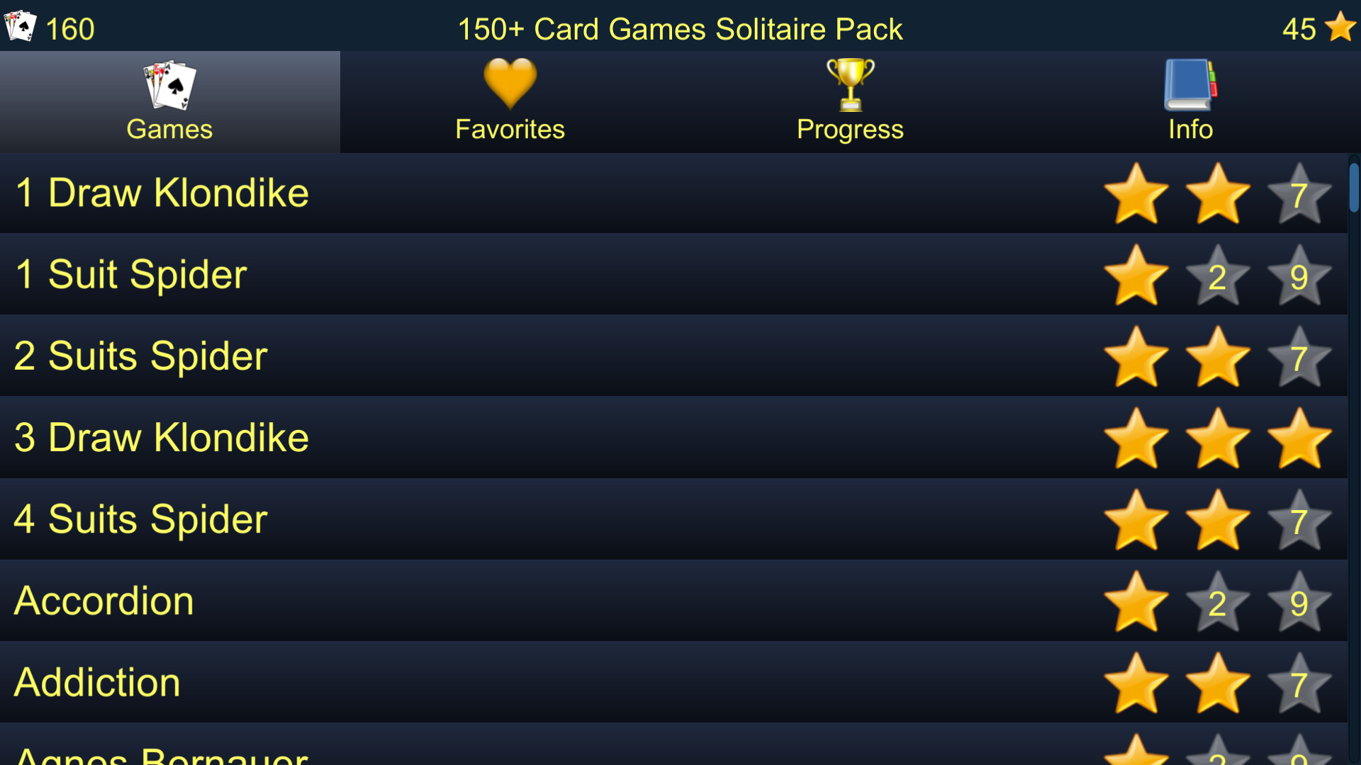 150+ Card Games Solitaire Pack Steam CD Key (0.63$)