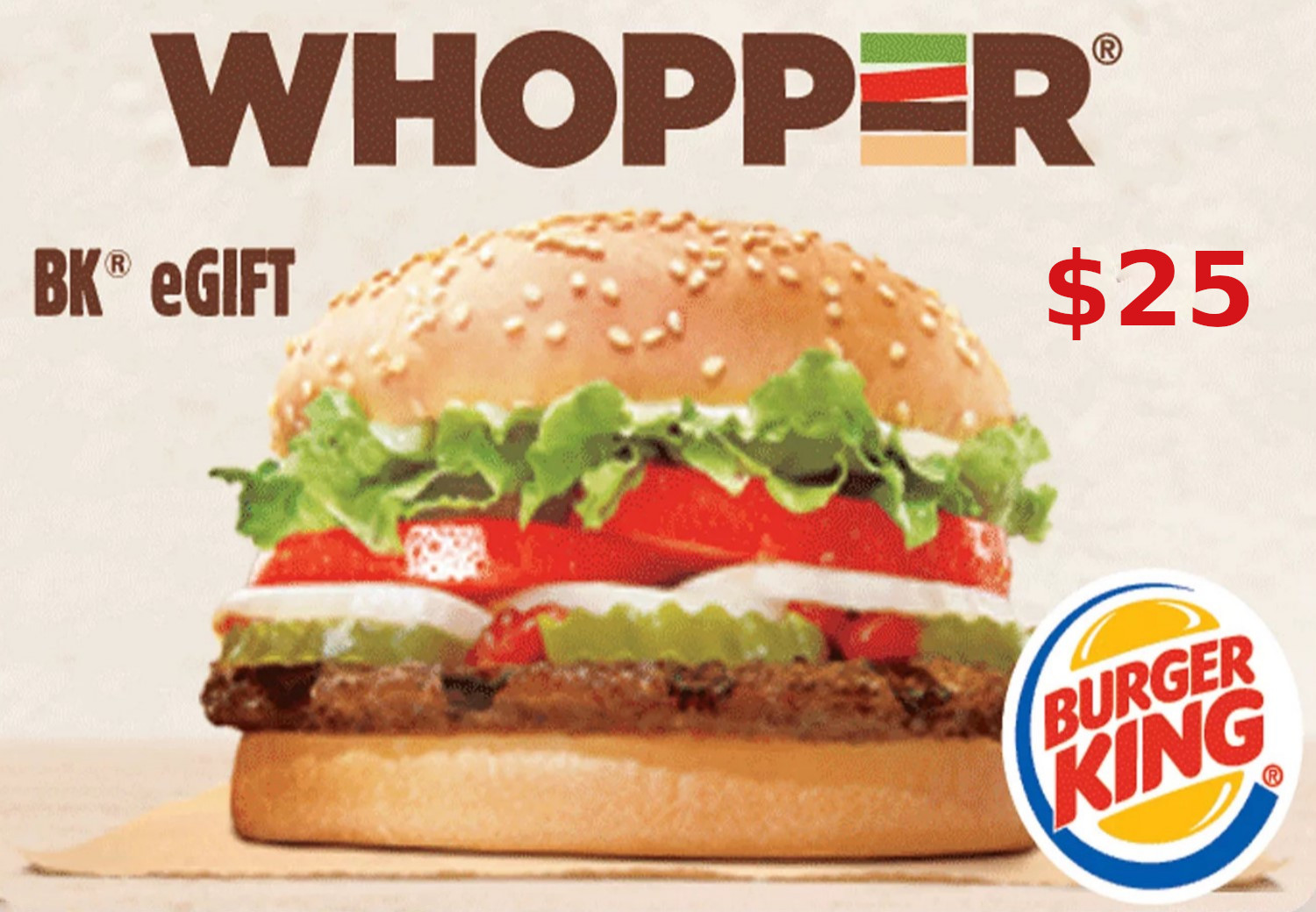 Burger King $25 Gift Card US (27.11$)