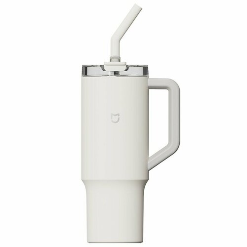 купить за 3990 руб, фото Термокружка Xiaomi Mi self-operated straw cup 1L (MJXGB01RM) (Молочно-белый)