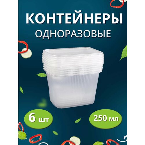 купить за 148 руб, фото Контейнер одноразовый с крышкой 6шт 250мл